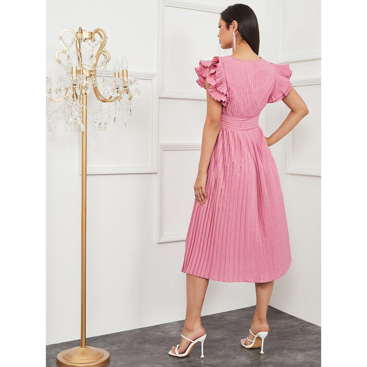 فستان ميدي باكمام مكشكشة من ستايلي-women-clothing-dresses-image-4