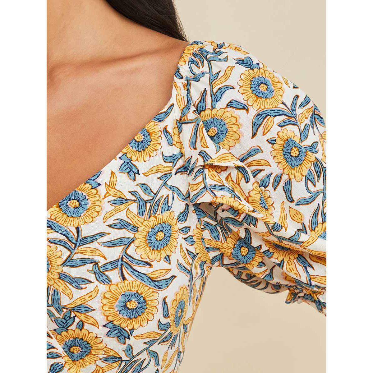 Styli Short Cuffed Sleeves Back Tie-Up Detail Knee Length Dress-women-clothing-dresses-image-3