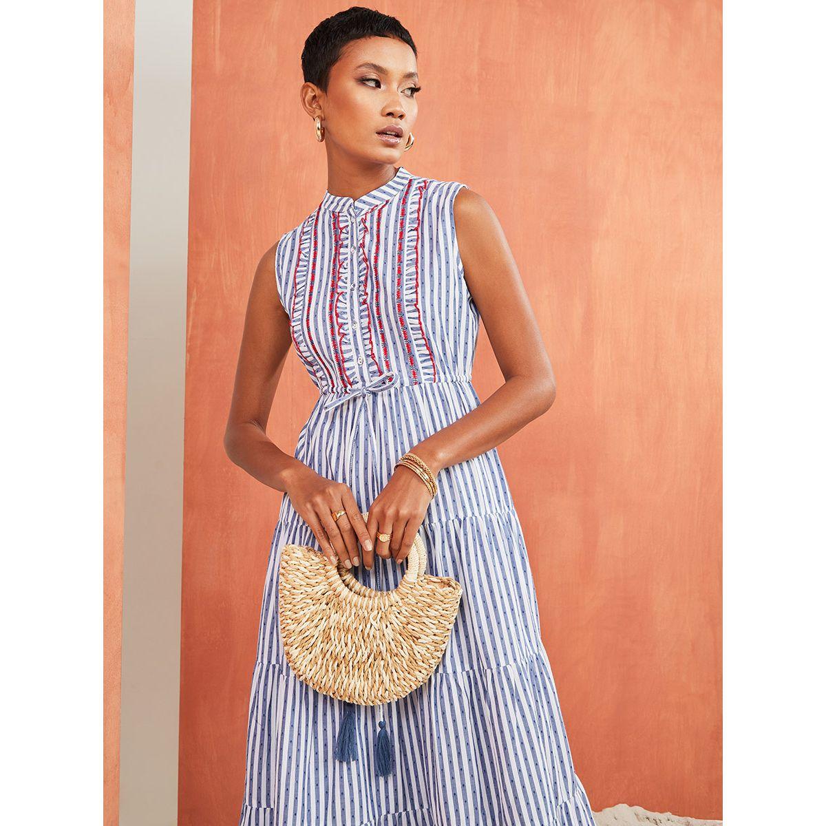 فستان طويل مخطط بلا اكمام من ستايلي-women-clothing-dresses-image-2