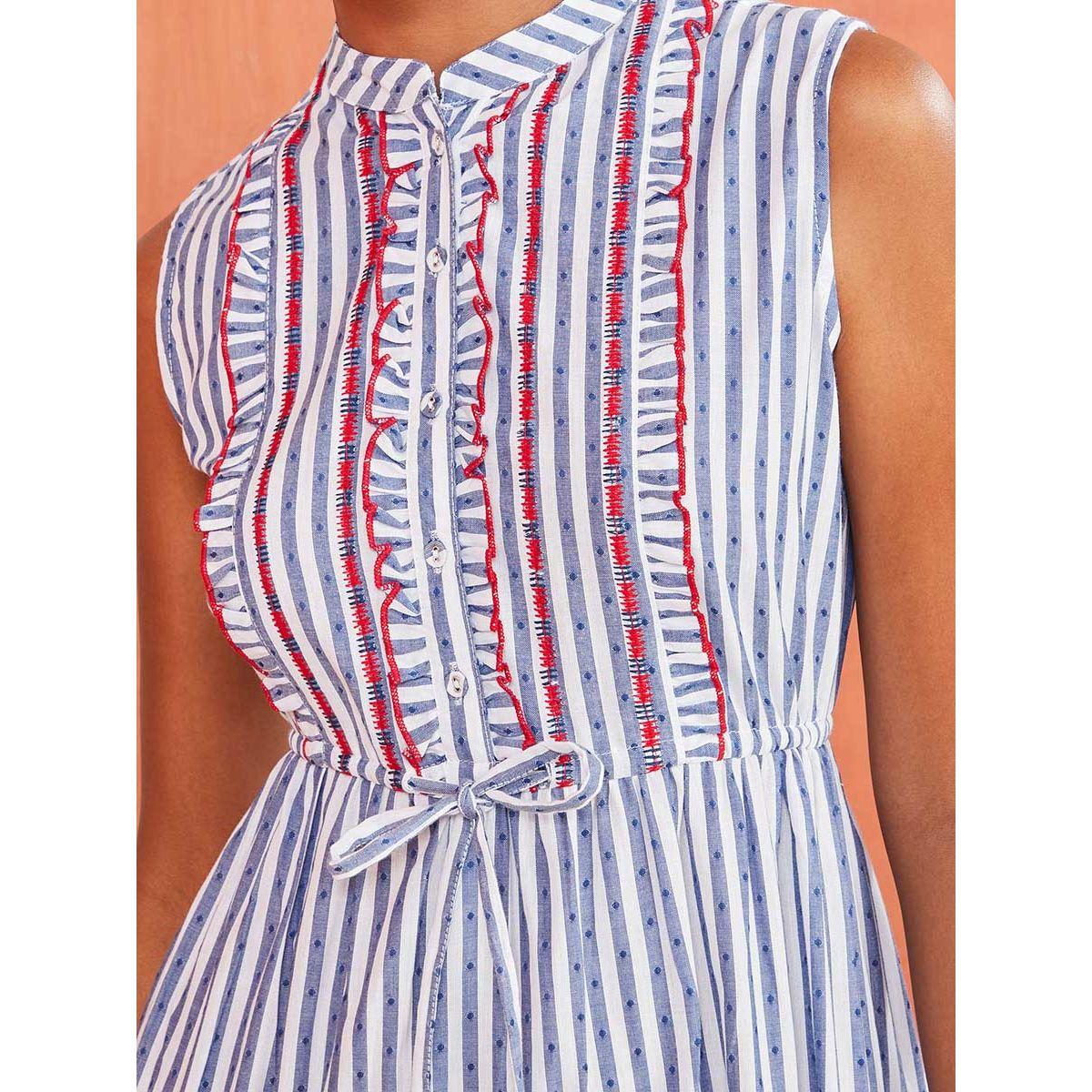 Styli Sleeveless Striped Cotton Tiered Maxi Dress with Embroidered Detail-women-clothing-dresses-image-3