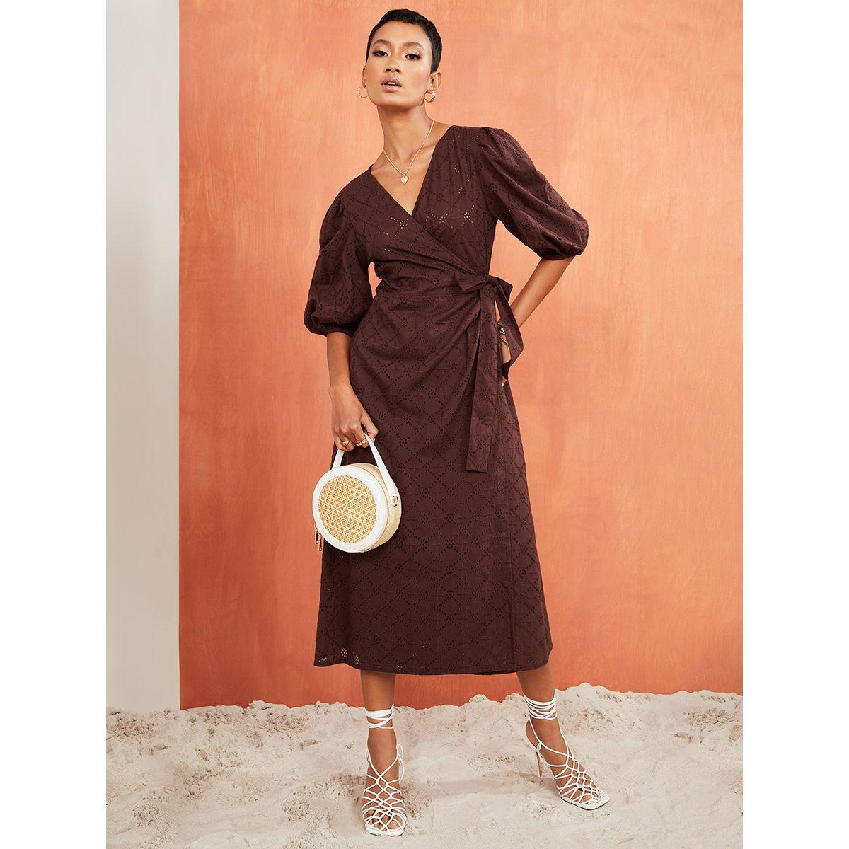 Styli Premium Schiffli Midi Wrap Dress-women-clothing-dresses-image-1