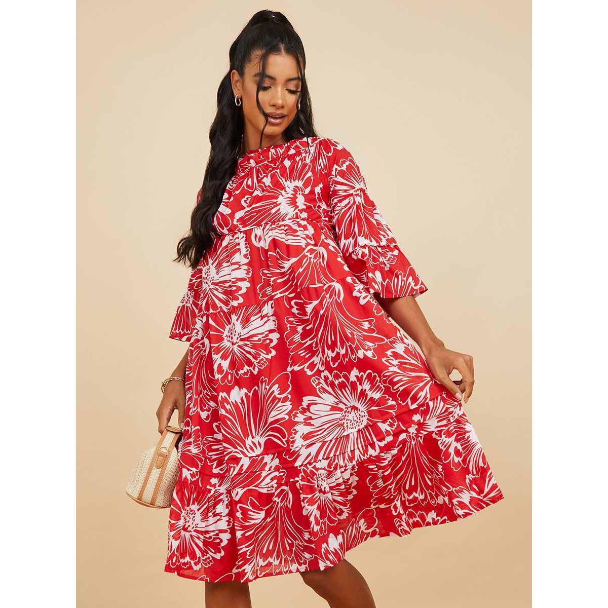 فستان ميدي مطبع بزهور من ستايلي-women-clothing-dresses-image-1