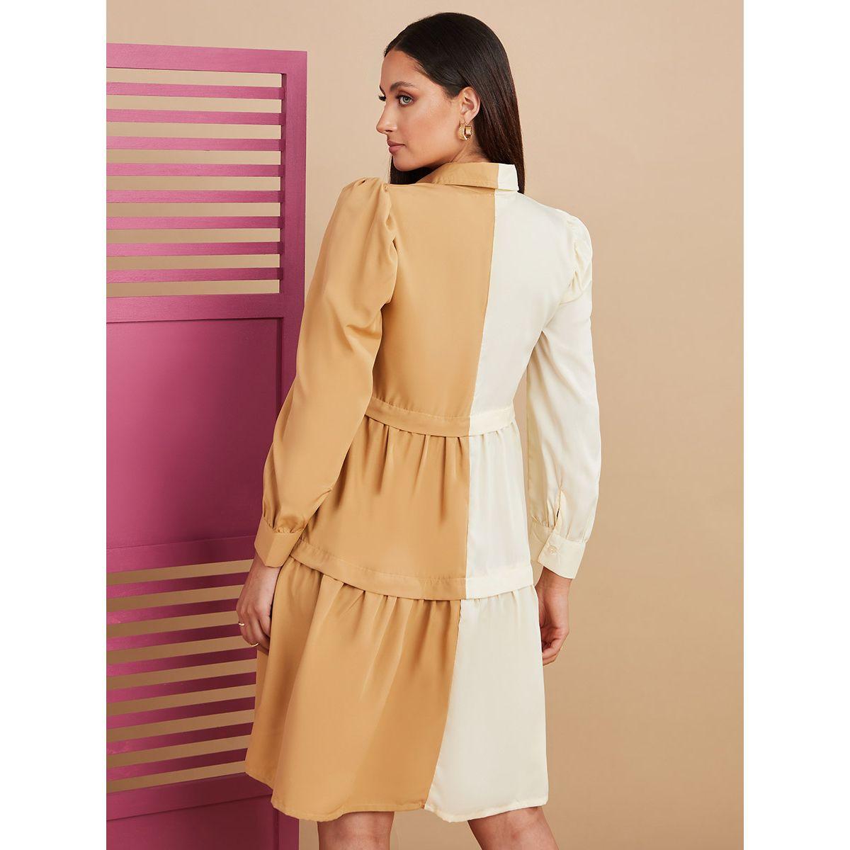 Styli Long Sleeves Collared Colorblock Shirt Dress-women-clothing-dresses-image-4