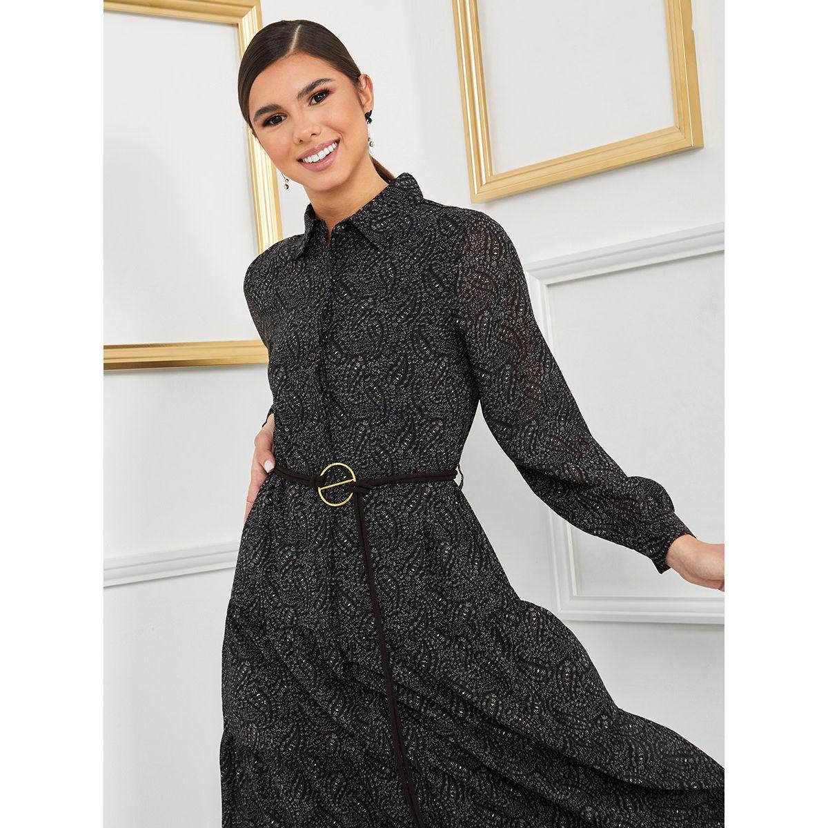 Styli Long Sleeves Collared Neck Print Shirt Maxi Dress-women-clothing-dresses-image-2