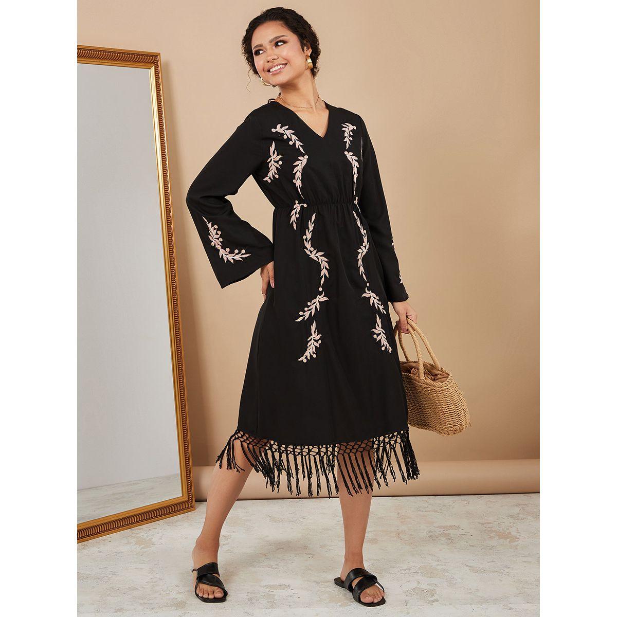 فستان كاجوال مزين بشراشيب من ستايلي-women-clothing-dresses-image-2