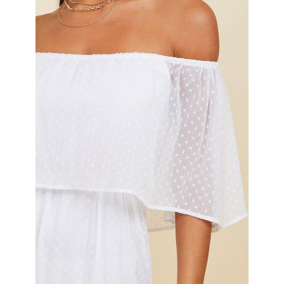 Styli Off Shoulder Dobby Spot Tiered Midi Dress-women-clothing-dresses-image-4