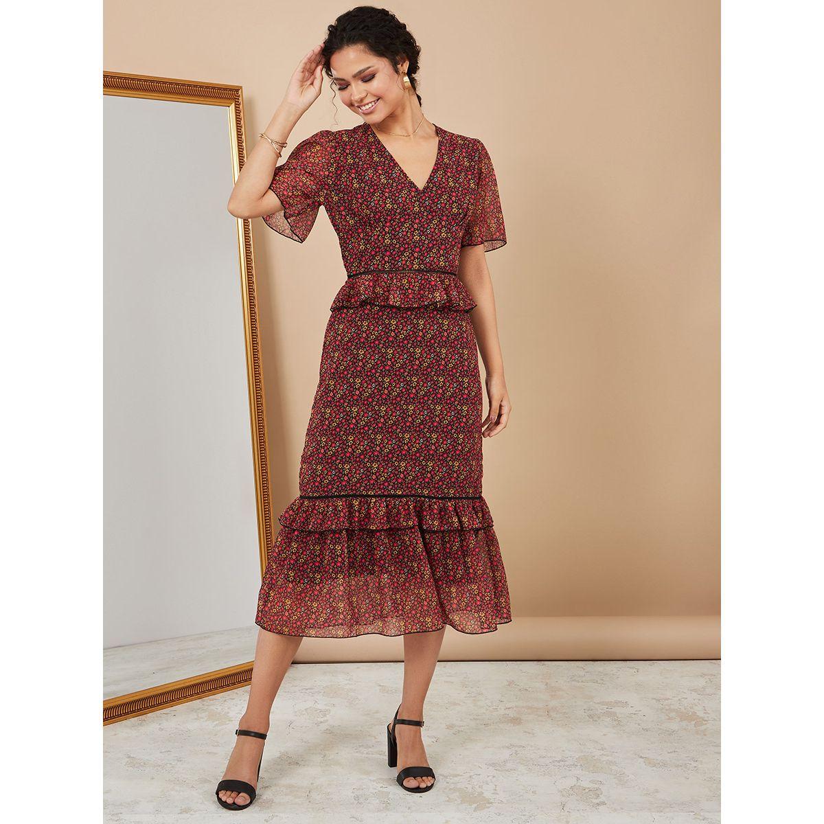 فستان ميدي مطبع بزهور-women-clothing-dresses-image-1