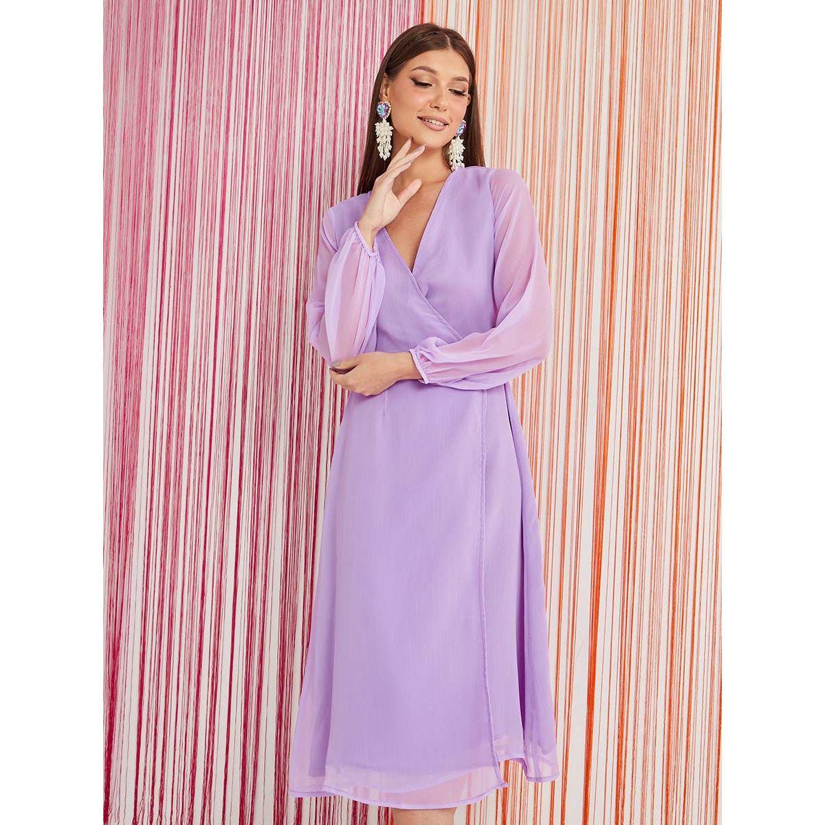 Styli Long Sleeves V Neck Wrap A-Line Midi Dress-women-clothing-dresses-image-2