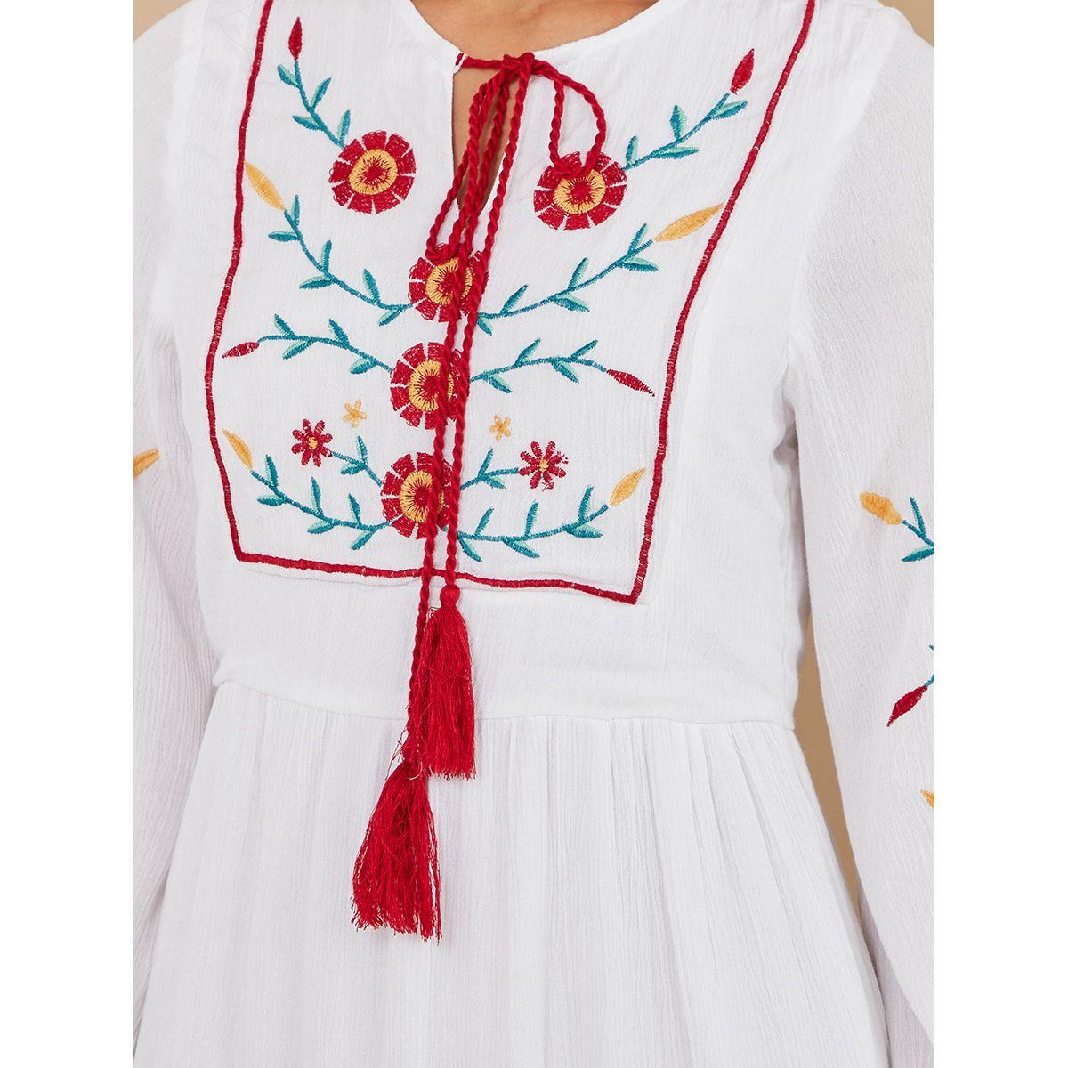 Styli Long Sleeves Embroidered Floral Detail Tiered Maxi Dress-women-clothing-dresses-image-4