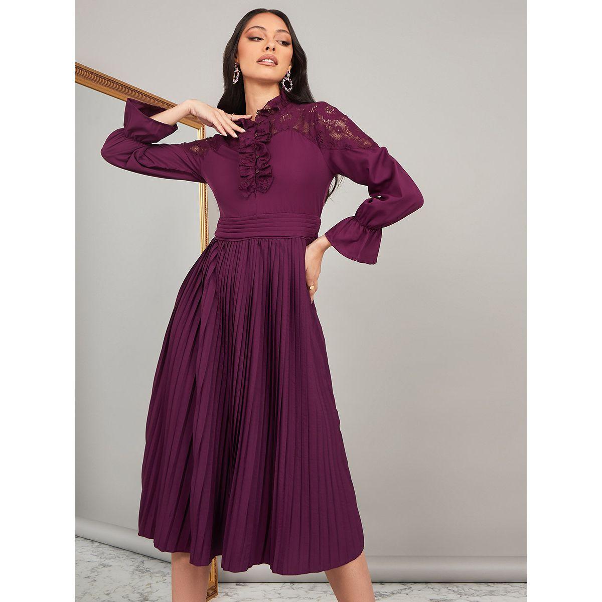 فستان ميدي بتداخلات دانتيل من ستايلي-women-clothing-dresses-image-1