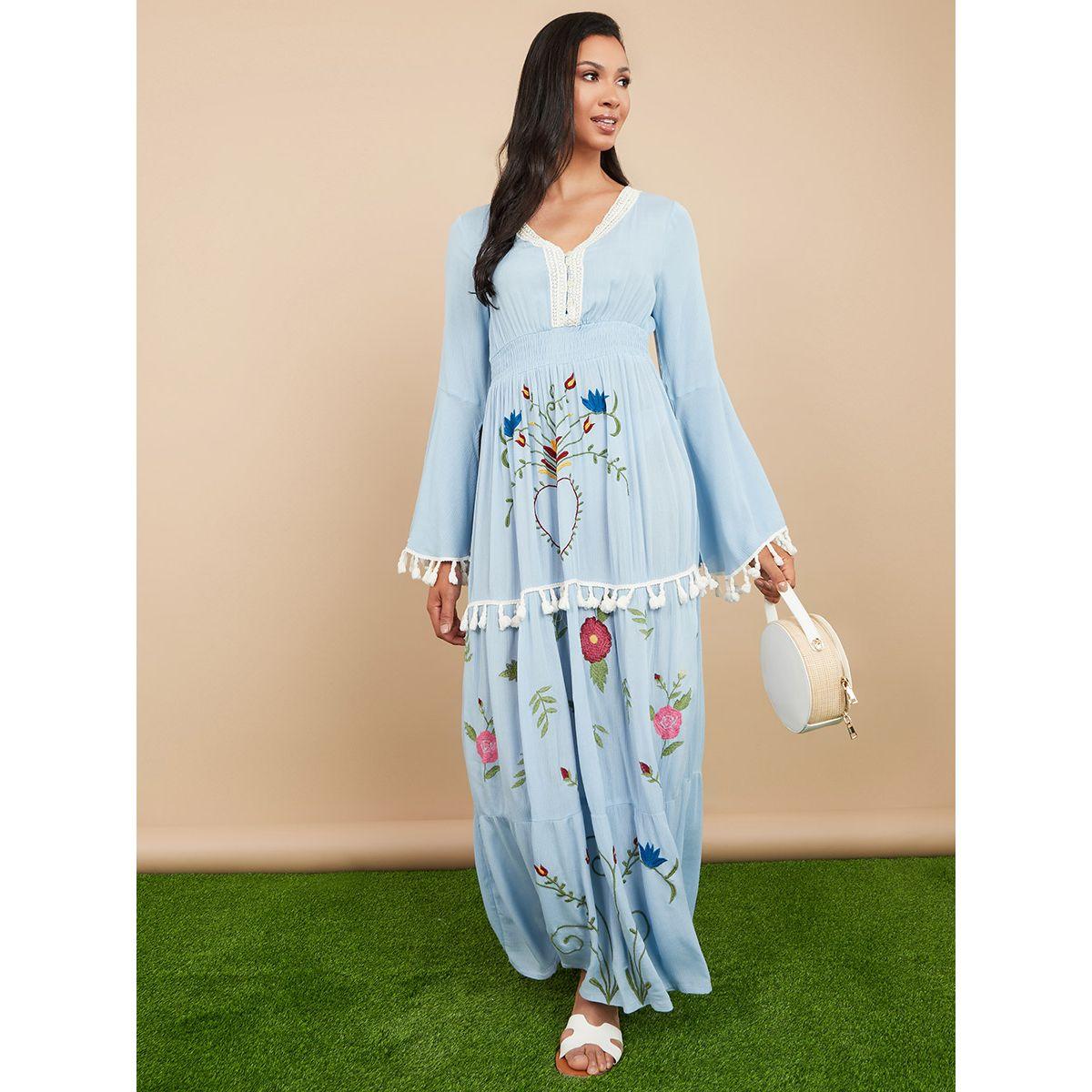 فستان طويل مزين بشراشيب من ستايلي-women-clothing-dresses-image-1