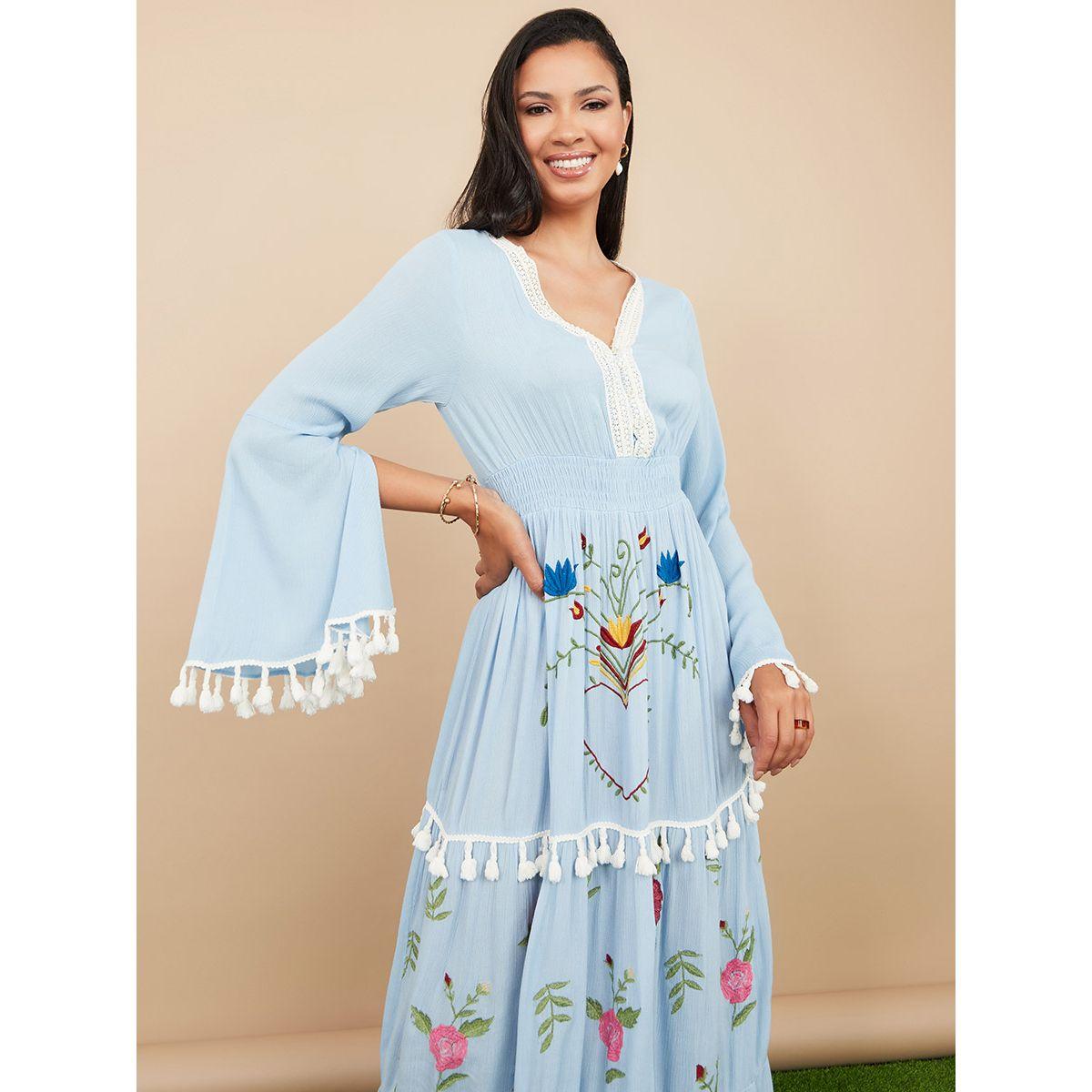 فستان طويل مزين بشراشيب من ستايلي-women-clothing-dresses-image-2