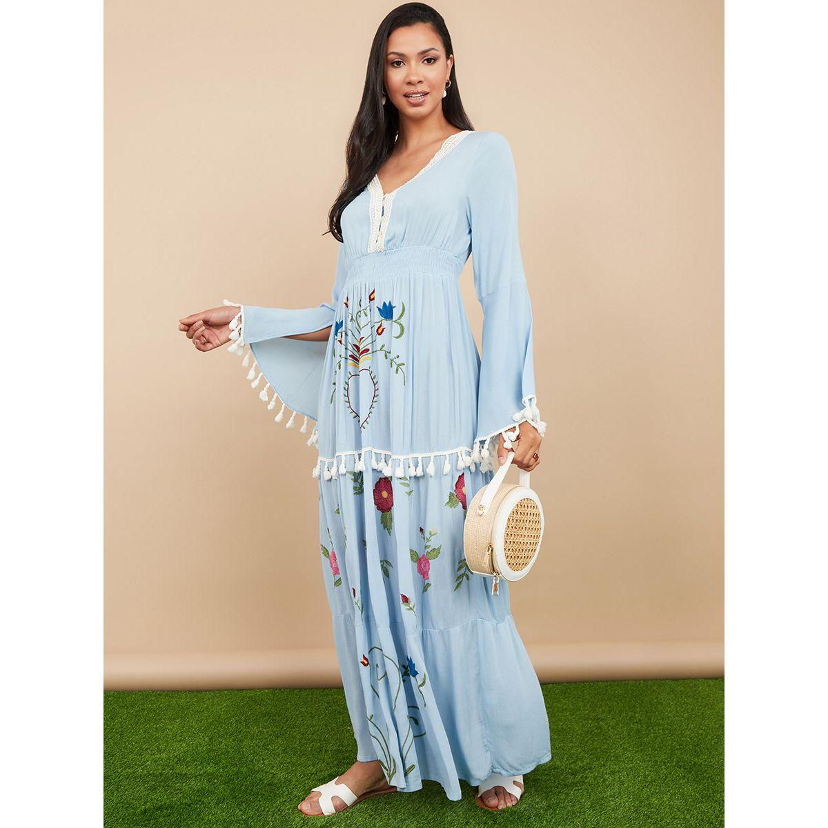 فستان طويل مزين بشراشيب من ستايلي-women-clothing-dresses-image-5