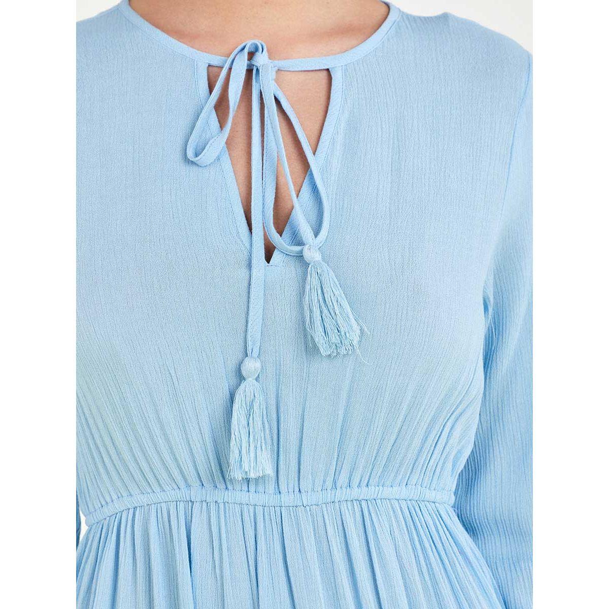 فستان طويل بكسرات واربطة من ستايلي-women-clothing-dresses-image-3