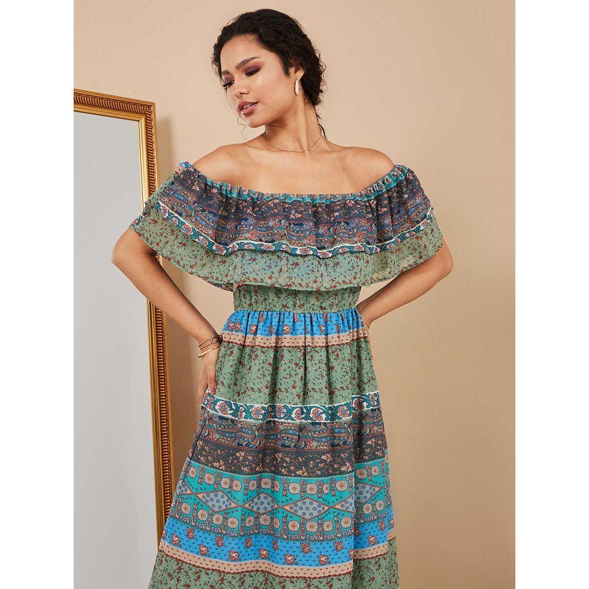 Styli Off Shoulder Paisley Floral Print A-Line Maxi Dress-women-clothing-dresses-image-3