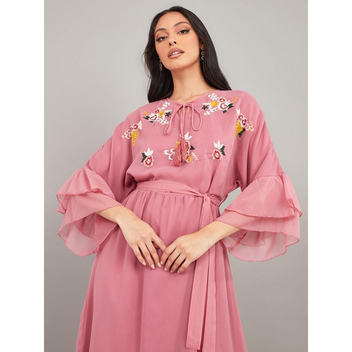 فستان طويل باكمام بنمط جرس من ستايلي-women-clothing-dresses-image-2
