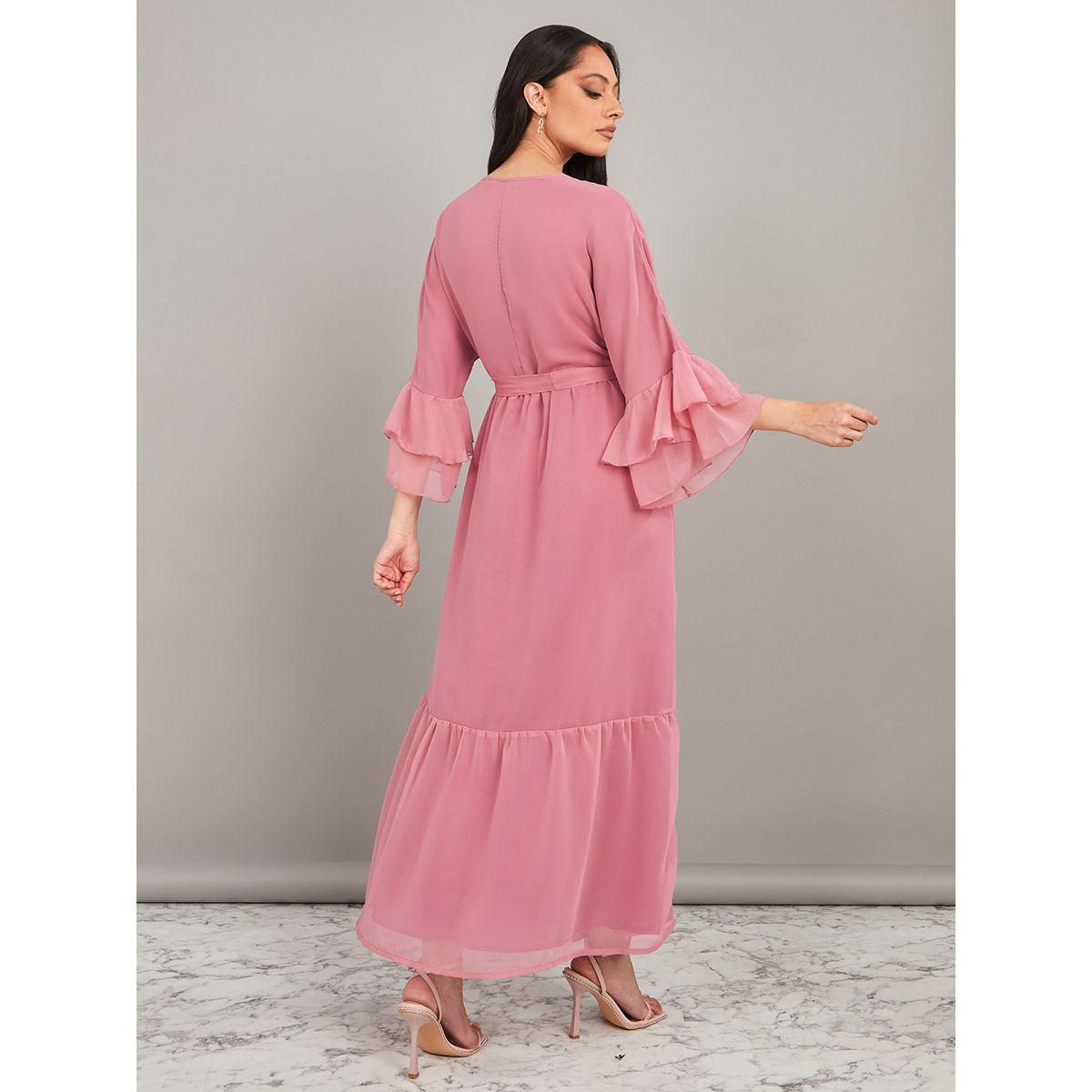 فستان طويل باكمام بنمط جرس من ستايلي-women-clothing-dresses-image-4