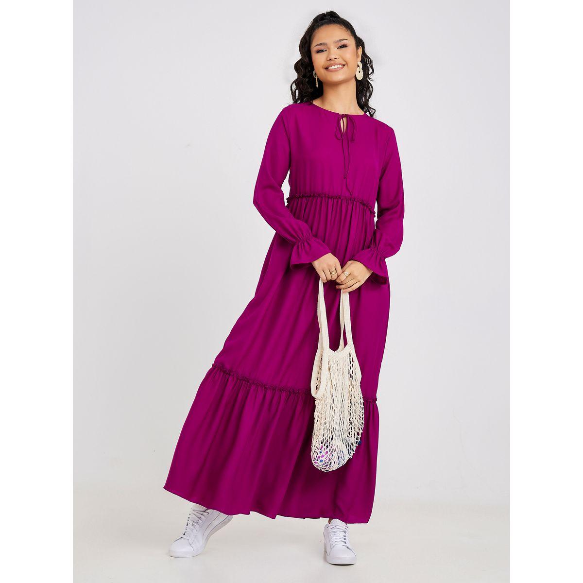 فستان طويل باكمام طويلة فلوت-women-clothing-dresses-image-1