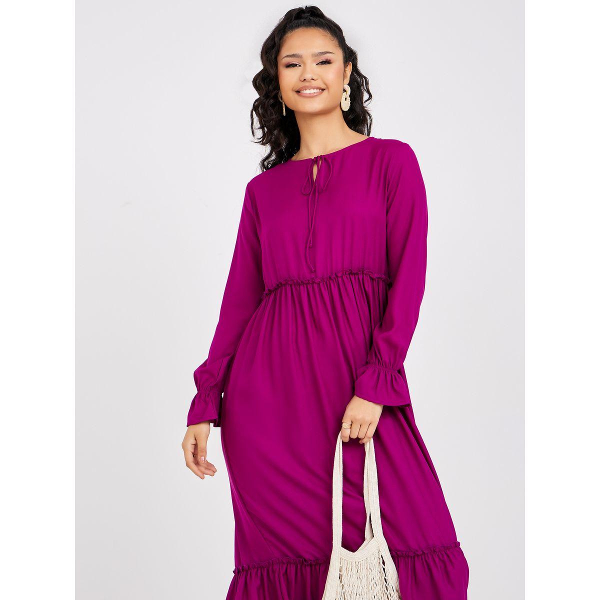 فستان طويل باكمام طويلة فلوت-women-clothing-dresses-image-2