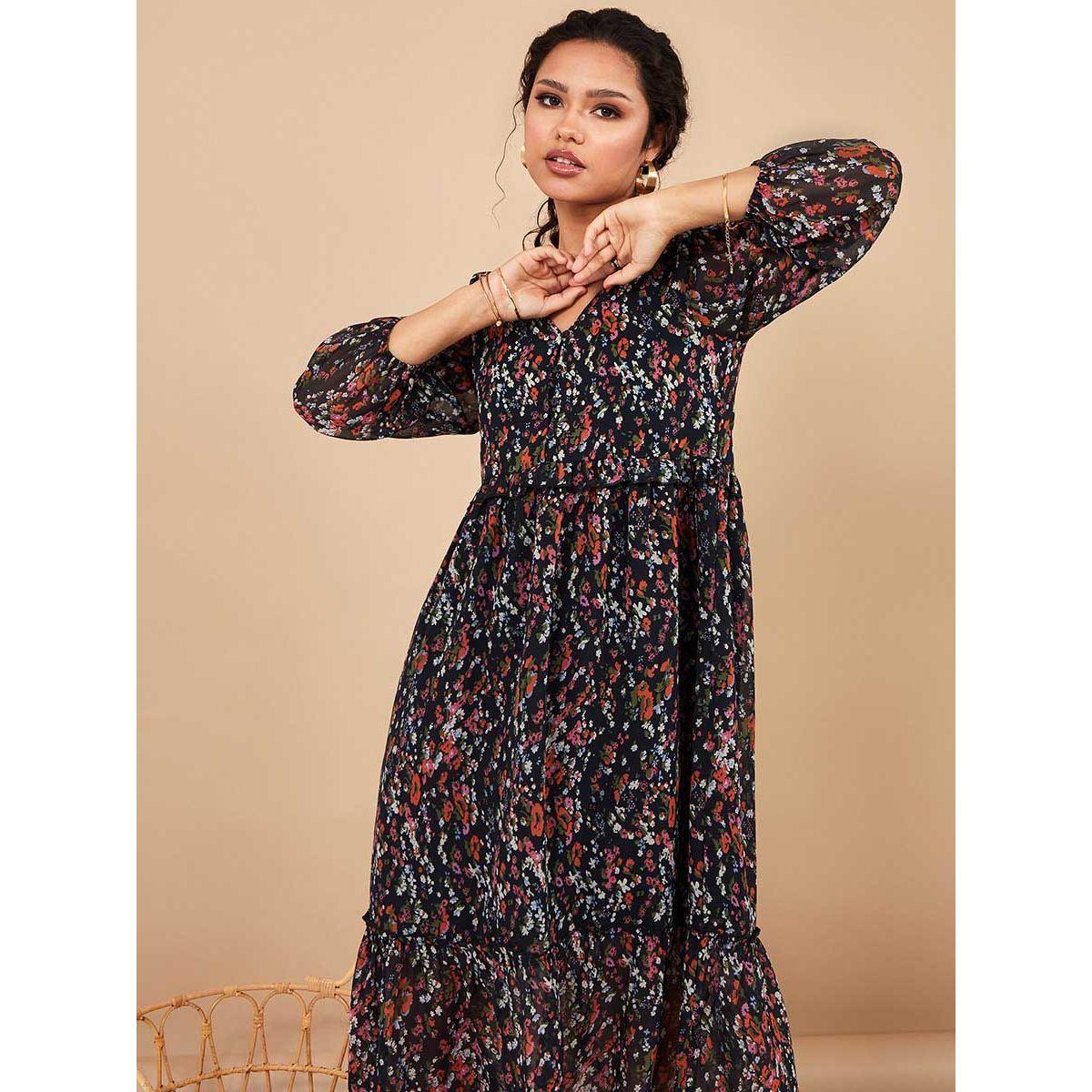 Styli Long Sleeves Ditsy Print Tiered Midi Dress-women-clothing-dresses-image-2