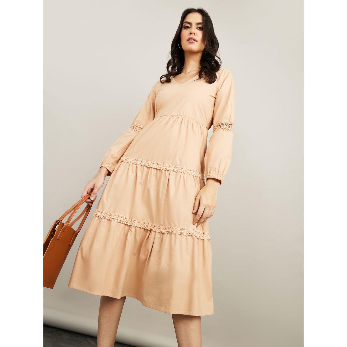 Styli Long Sleeves V Neck Lace Insert A-Line Midi Dress-women-clothing-dresses-image-1