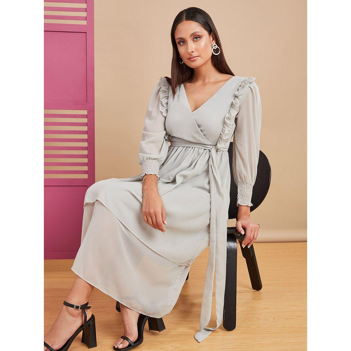 فستان ميدي بنمط لف من ستايلي-women-clothing-dresses-image-1