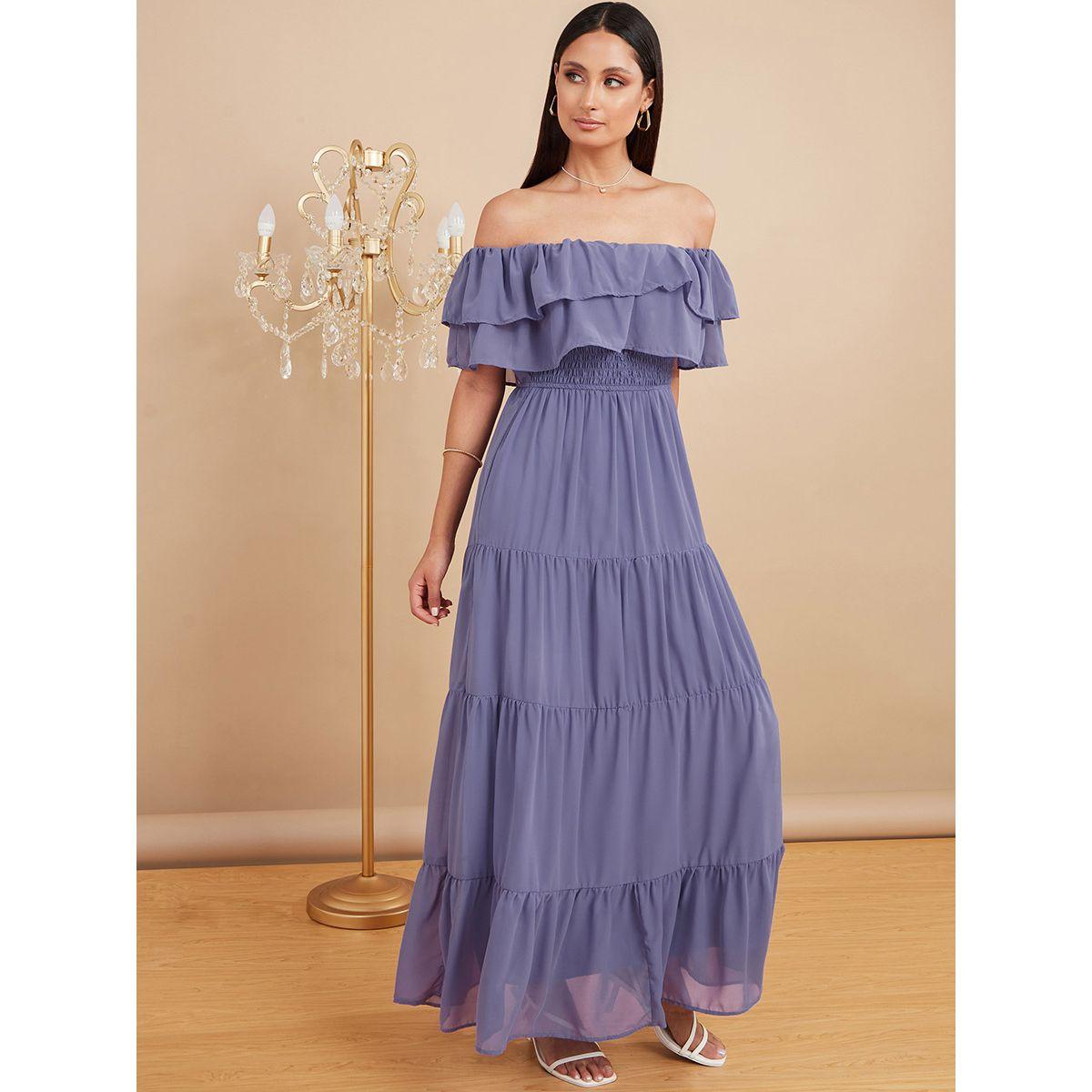 فستان طويل باكتاف مكشوفة من ستايلي-women-clothing-dresses-image-1