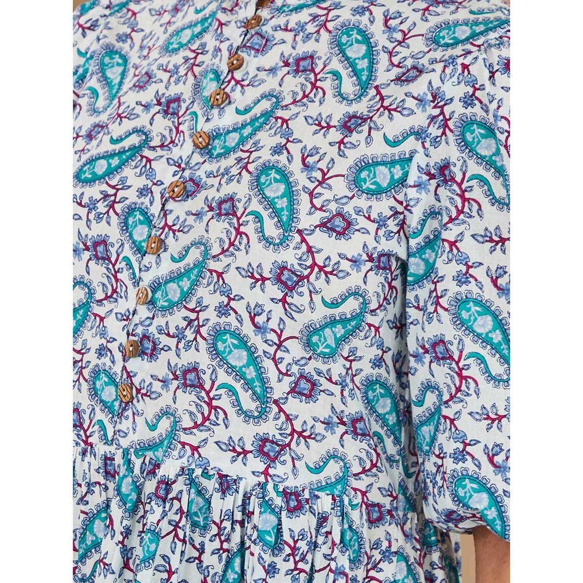 Styli 3/4 Cuffed Sleeves Paisley Print A-Line Midi Dress-women-clothing-dresses-image-3