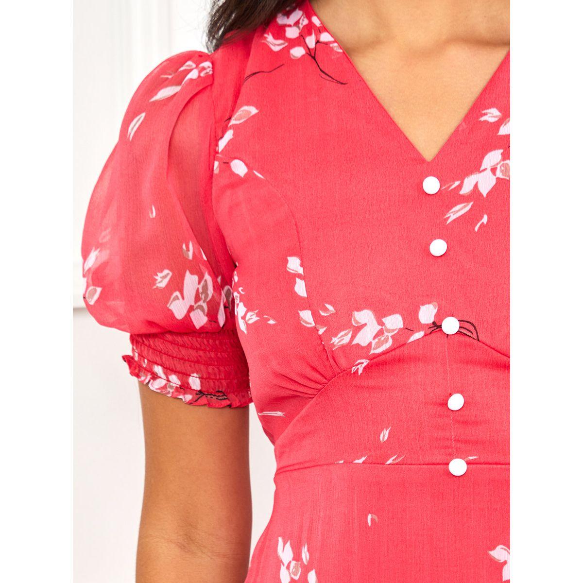 Styli Short Sleeves V Neck Floral Print A-Line Midi Dress-women-clothing-dresses-image-3
