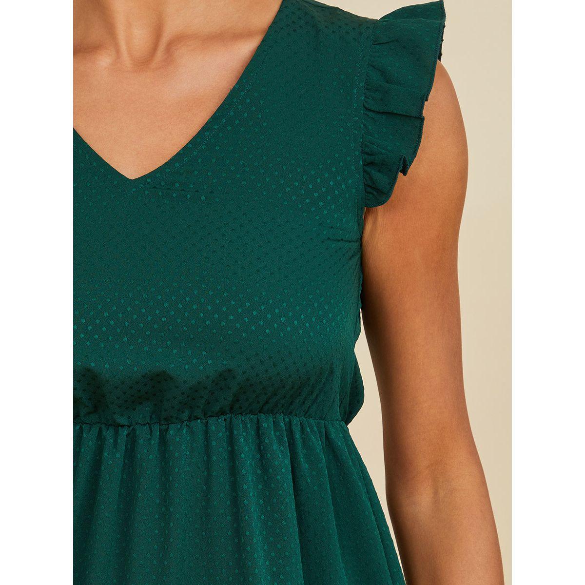 Styli Sleeveless Ruffled Detail Spot Tiered Knee Length Dress-women-clothing-dresses-image-3