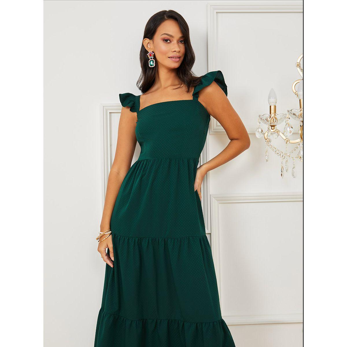 Styli Cap Ruffle Sleeves Spots Tiered Maxi Dress-women-clothing-dresses-image-2