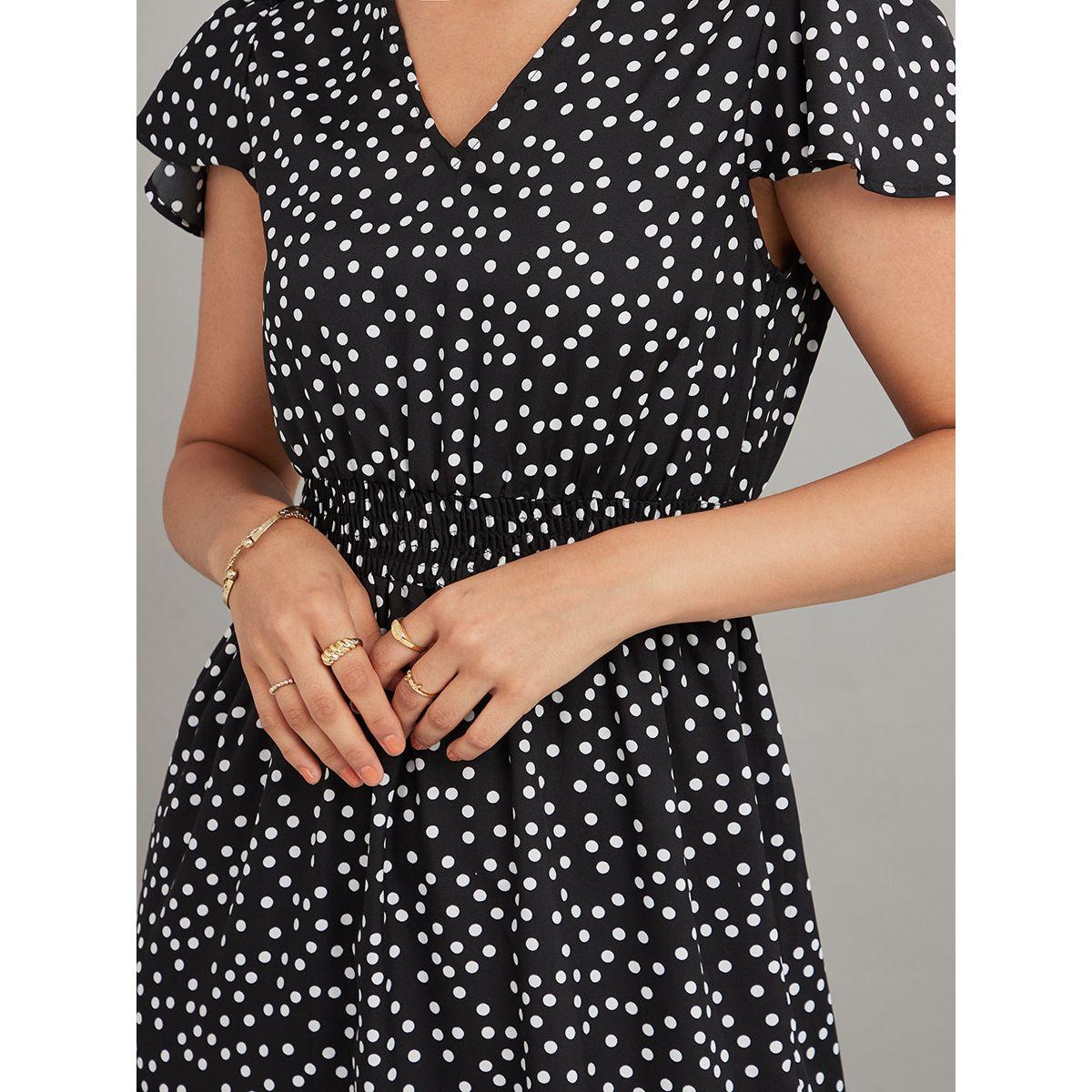 Styli Short Cap Sleeves Polka Dot Print Tiered Maxi Dress-women-clothing-dresses-image-3