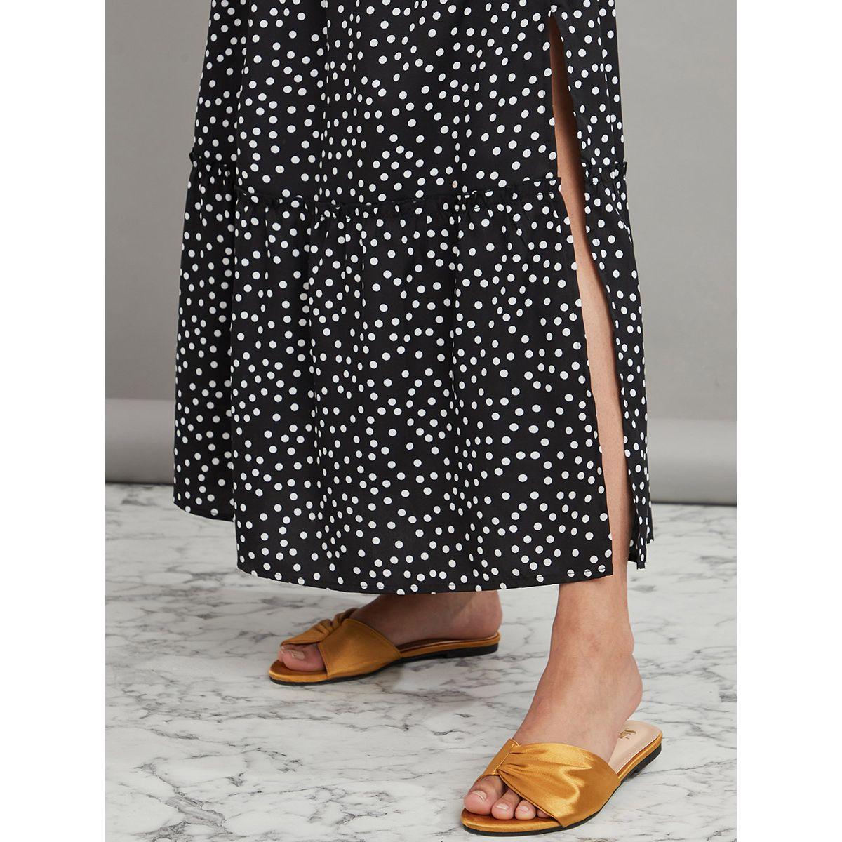 Styli Short Cap Sleeves Polka Dot Print Tiered Maxi Dress-women-clothing-dresses-image-4