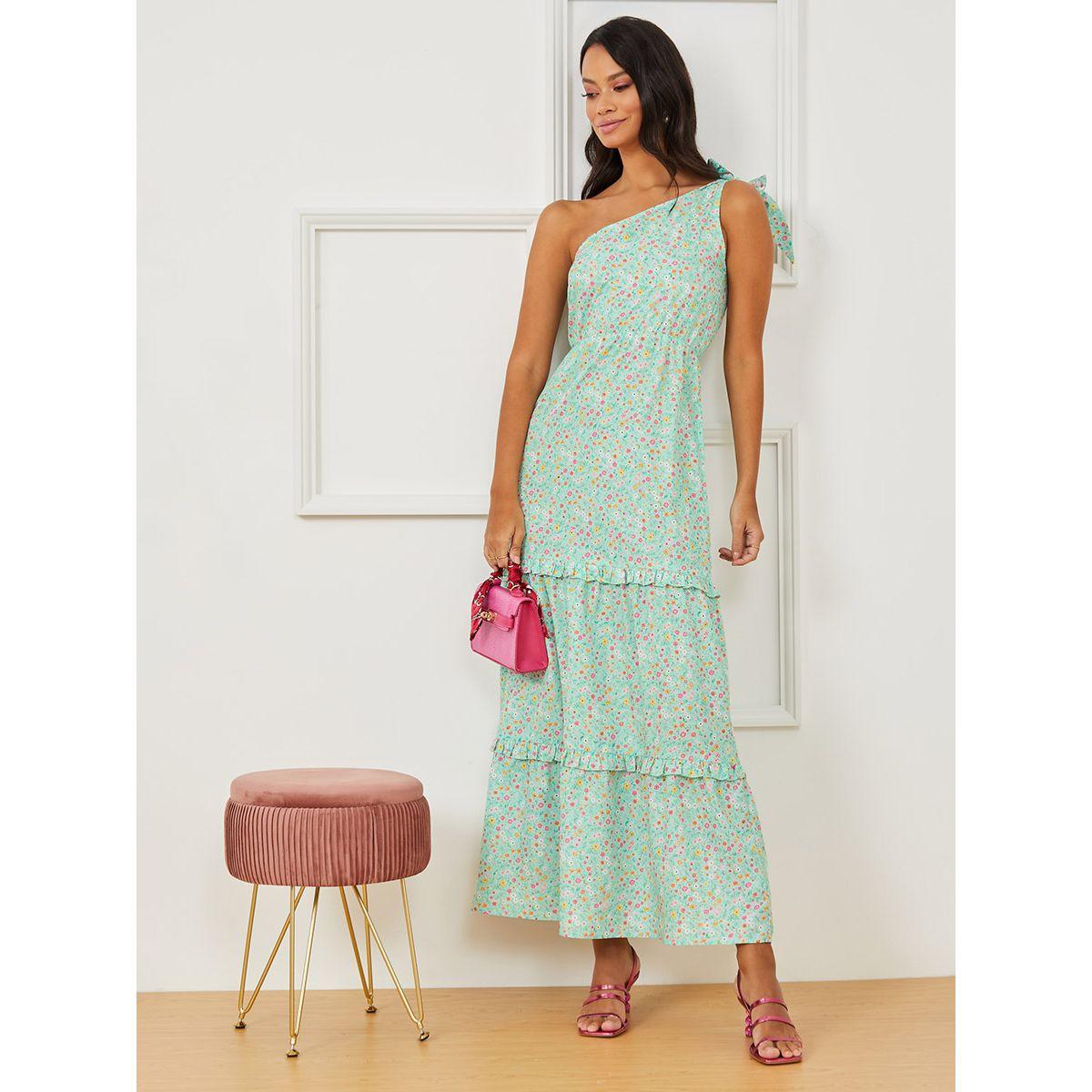 Styli One Side Shoulder Floral Print A-Line Maxi Dress-women-clothing-dresses-image-1