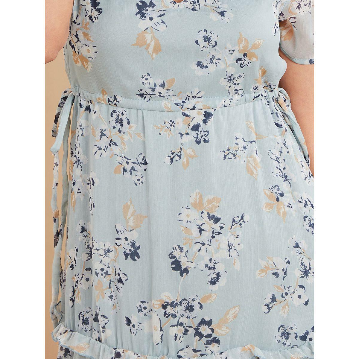 Styli Short Sleeves V Neck Waist Gathered Maxi Dress-women-clothing-dresses-image-3