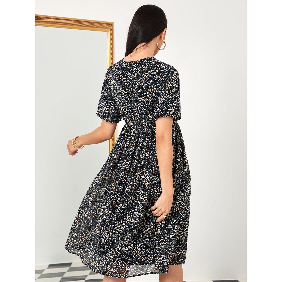 فستان ميدي باكمام قصيرة من ستايلي-women-clothing-dresses-image-4
