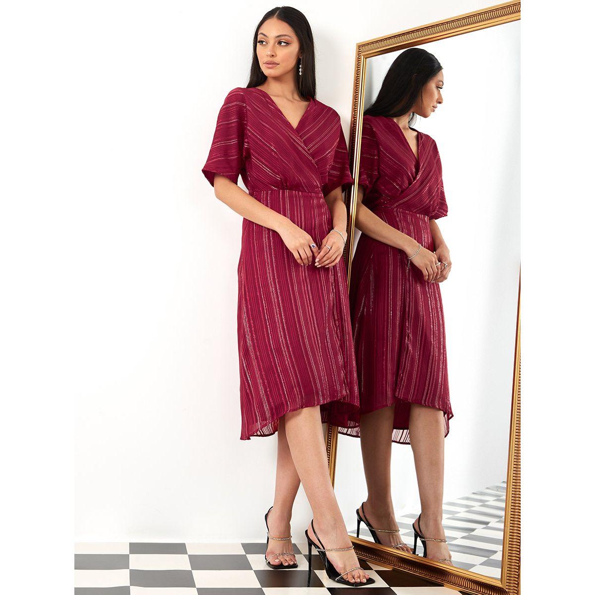 فستان ميدي باكمام قصيرة من ستايلي-women-clothing-dresses-image-2