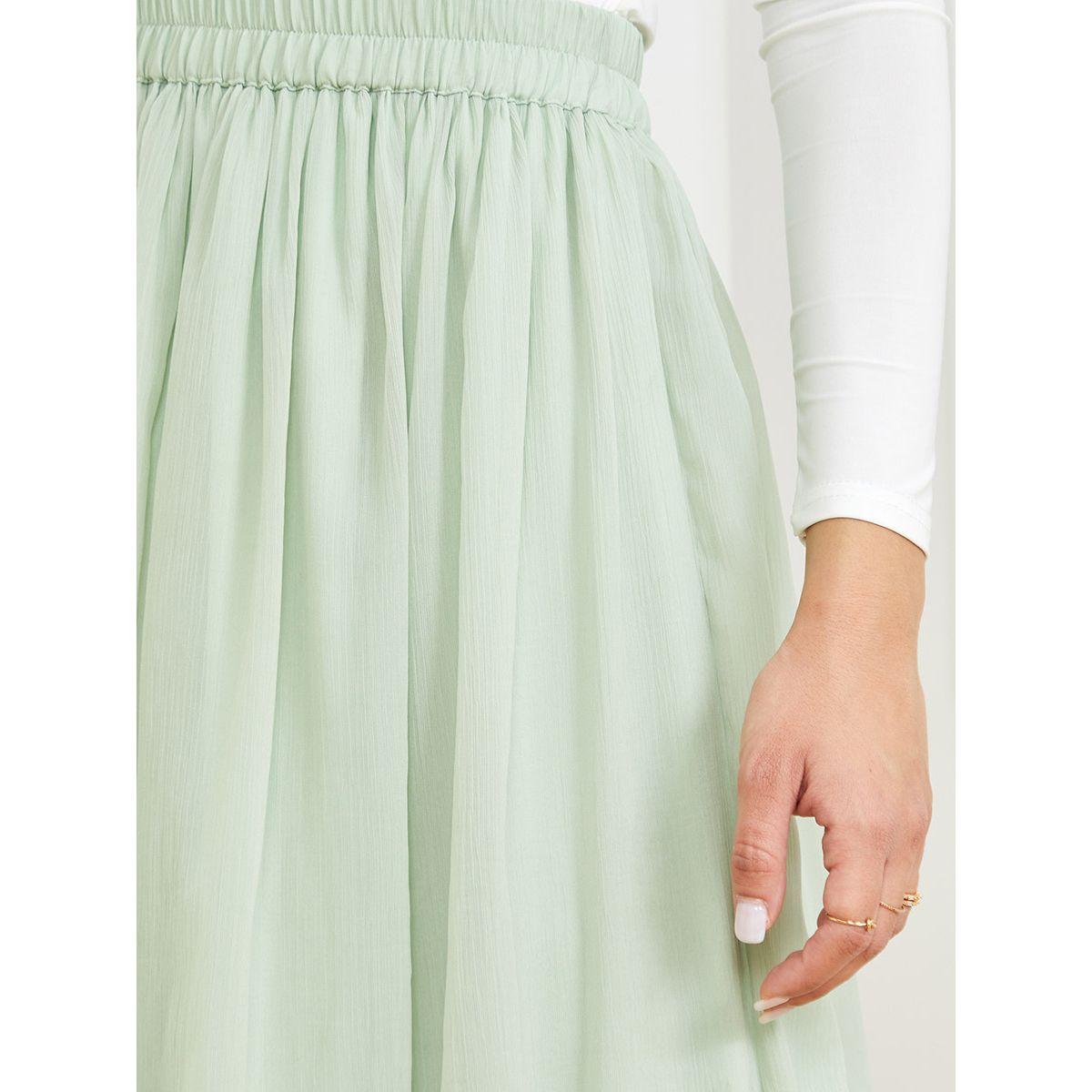Styli Elasticized Waistband Solid A-Line Midi Skirt-women-clothing-bottoms-skirts-image-3