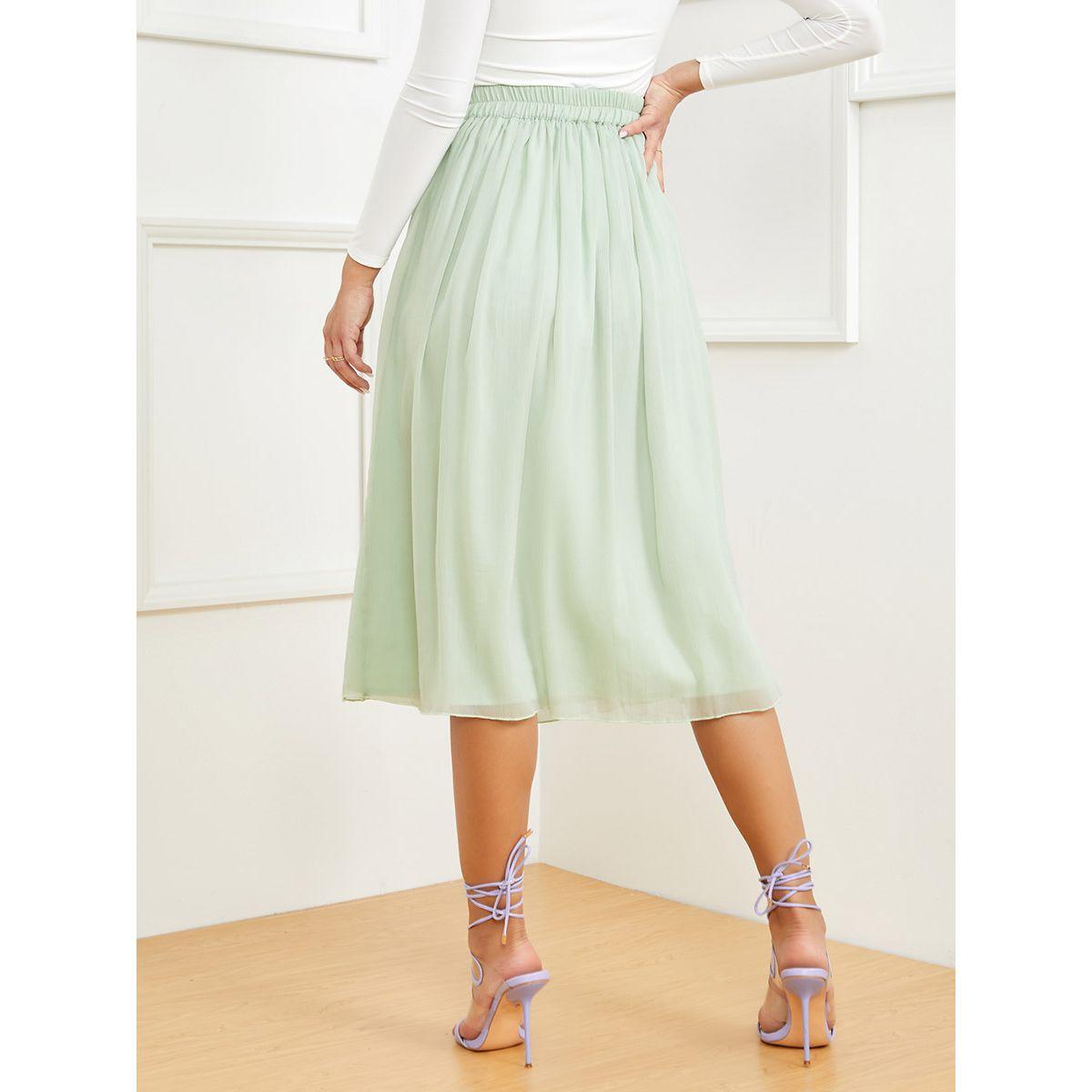 Styli Elasticized Waistband Solid A-Line Midi Skirt-women-clothing-bottoms-skirts-image-4