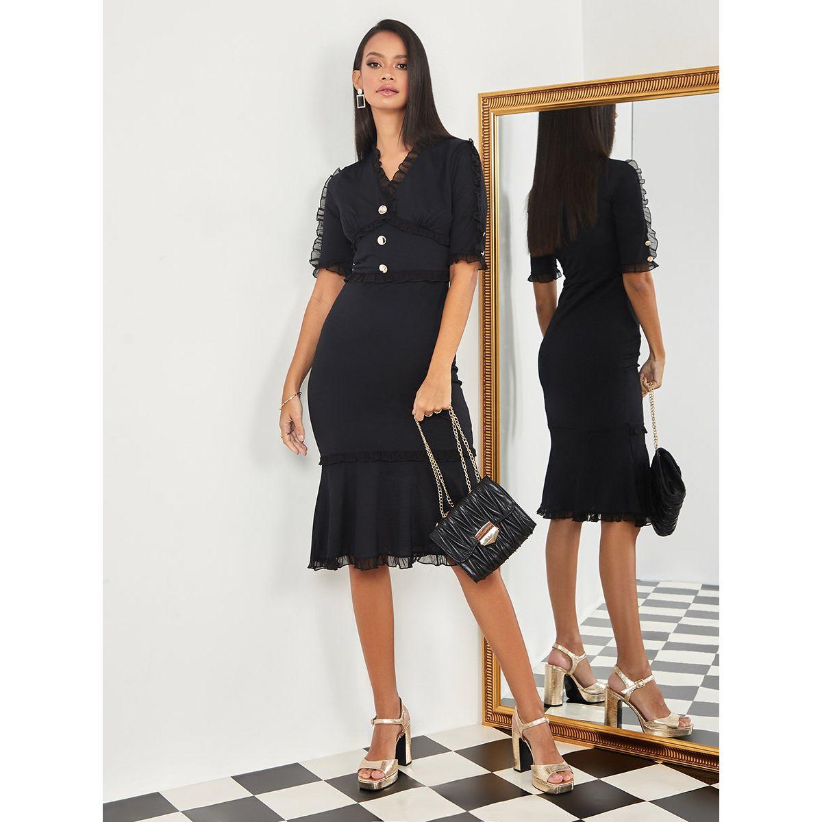 فستان ميدي باكمام قصيرة من ستايلي-women-clothing-dresses-image-1