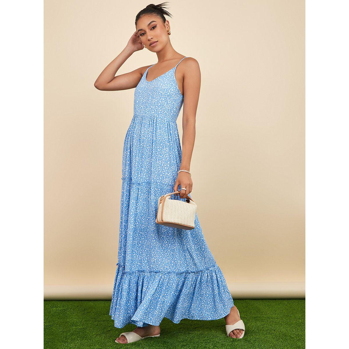 Styli Strappy Ditsy Print Tiered Maxi Dress-women-clothing-dresses-image-1