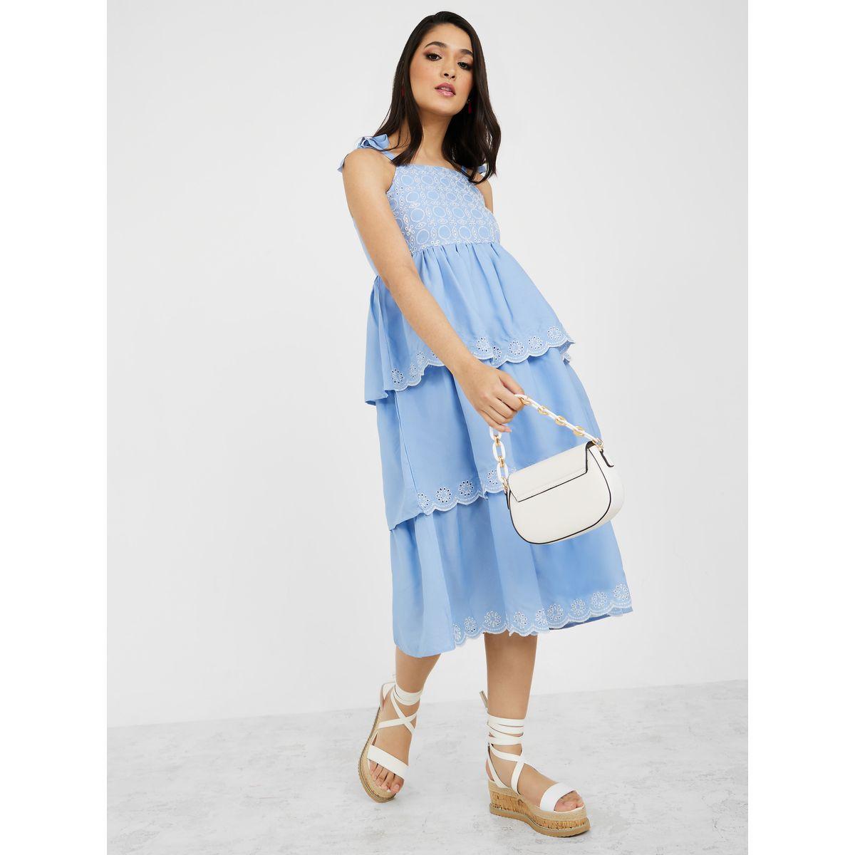 Styli Strappy Neck Schiffli Layered Midi Dress-women-clothing-dresses-image-2
