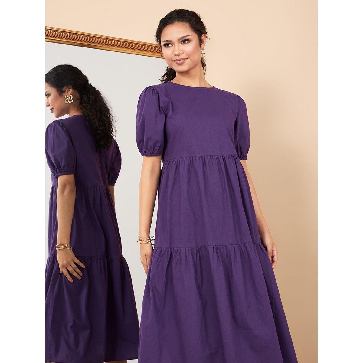 فستان ميدي باكمام قصيرة من ستايلي-women-clothing-dresses-image-2