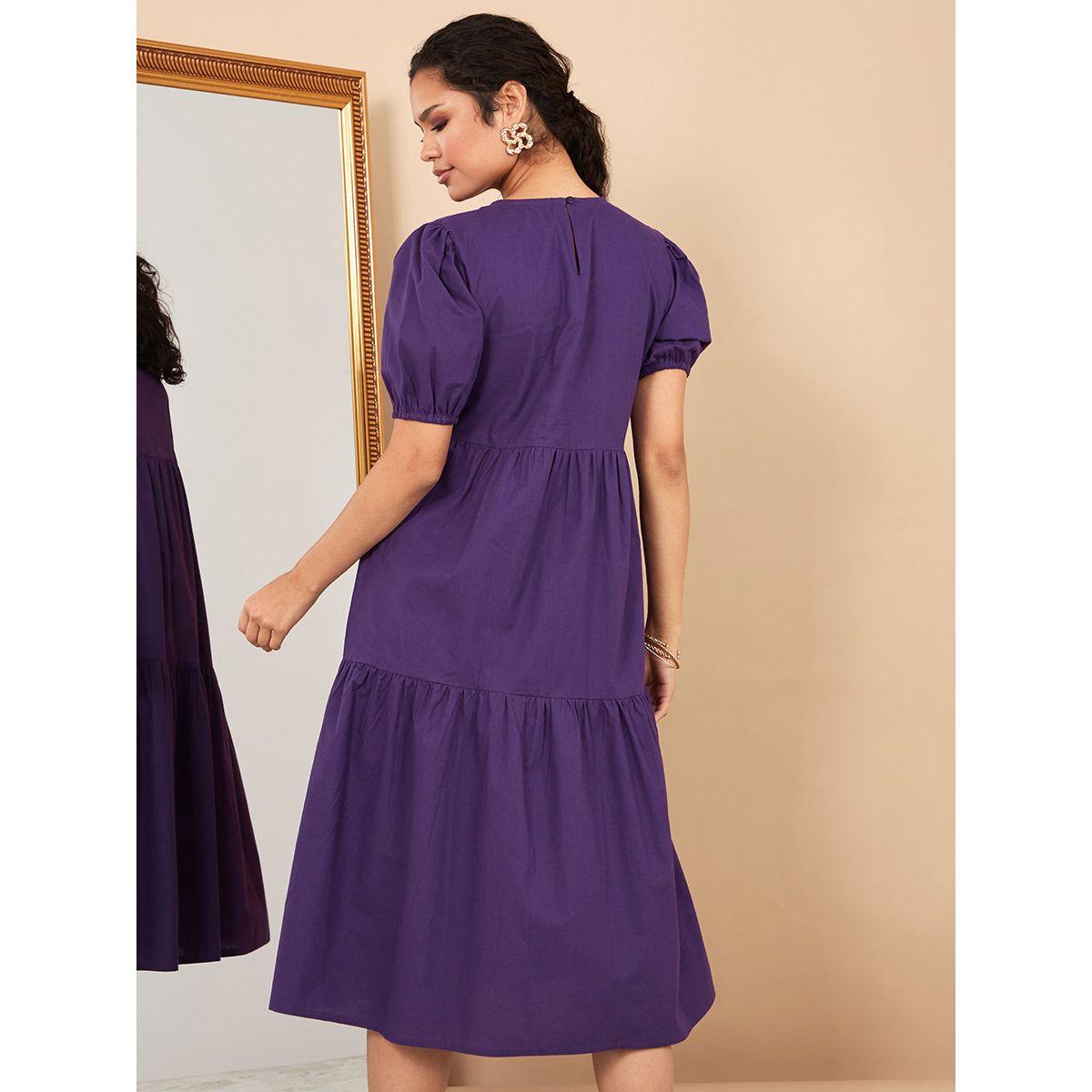 فستان ميدي باكمام قصيرة من ستايلي-women-clothing-dresses-image-4
