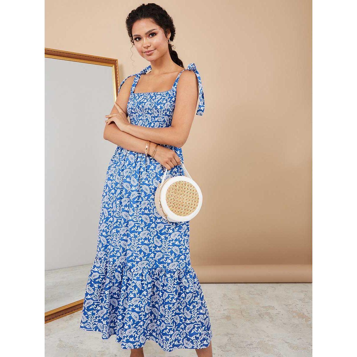 فستان ميدي مطبع بطبعة بيزلي-women-clothing-dresses-image-2
