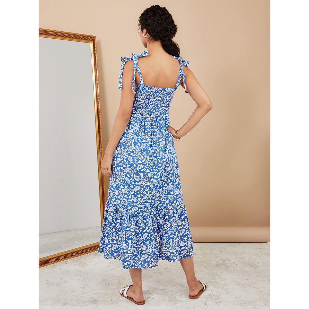 فستان ميدي مطبع بطبعة بيزلي-women-clothing-dresses-image-4