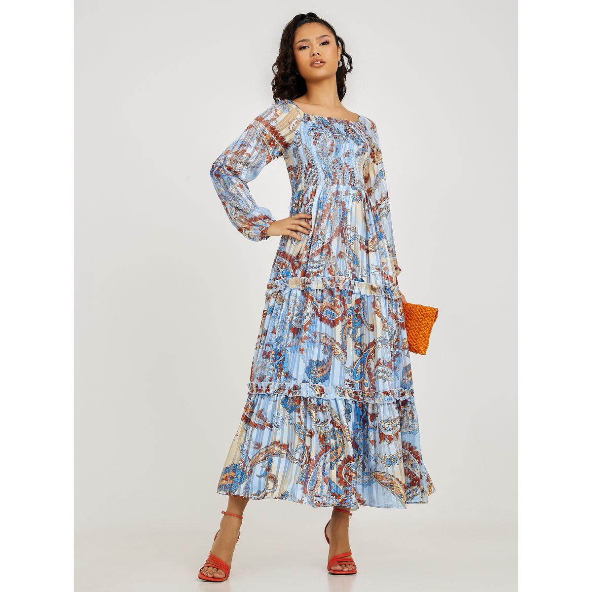 فستان طويل باكمام طويلة وكشكش-women-clothing-dresses-image-2