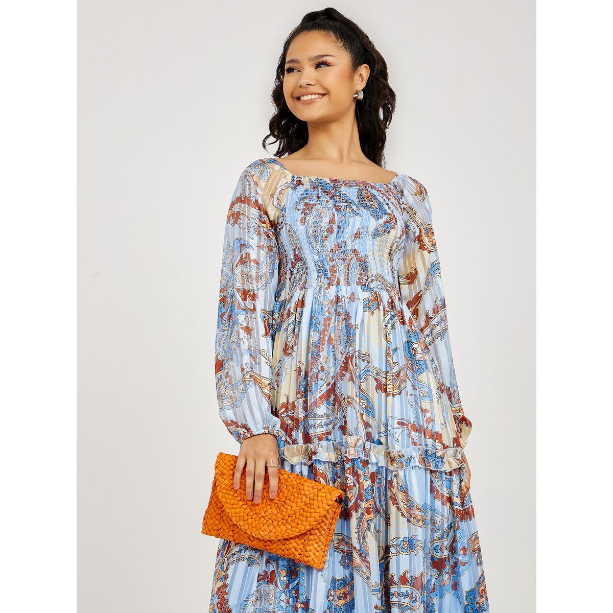 فستان طويل باكمام طويلة وكشكش-women-clothing-dresses-image-3