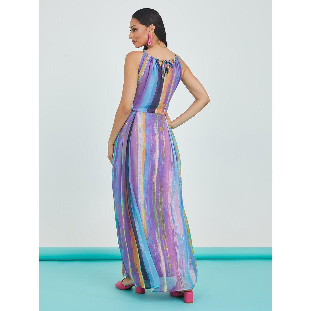 Styli Halter Neck Multi Striped A-Line Maxi Dress-women-clothing-dresses-image-4