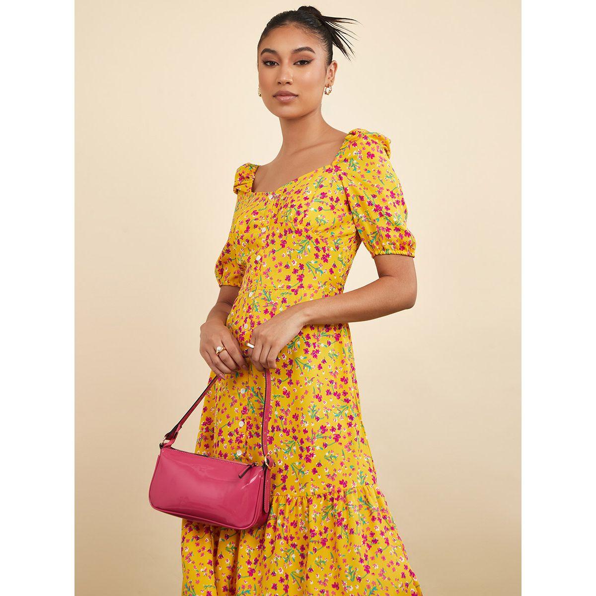 Styli Short Cuffed Sleeves Floral Print A-Line Maxi Dress-women-clothing-dresses-image-2
